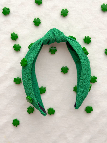 embellished shamrock headbands | adult + toddler