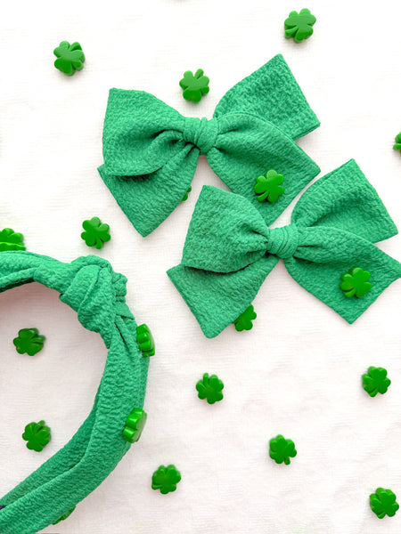embellished shamrock headbands | adult + toddler
