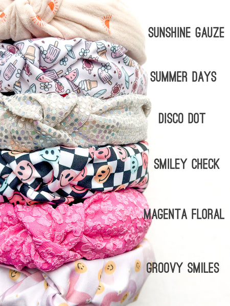 topknot headbands | adult + toddler | happy daze