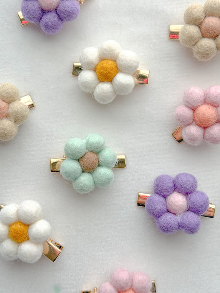 pom flower felt clip | bright + bloom 🌼 collection