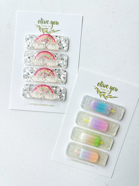 rainbow + popsicle resin clips | large