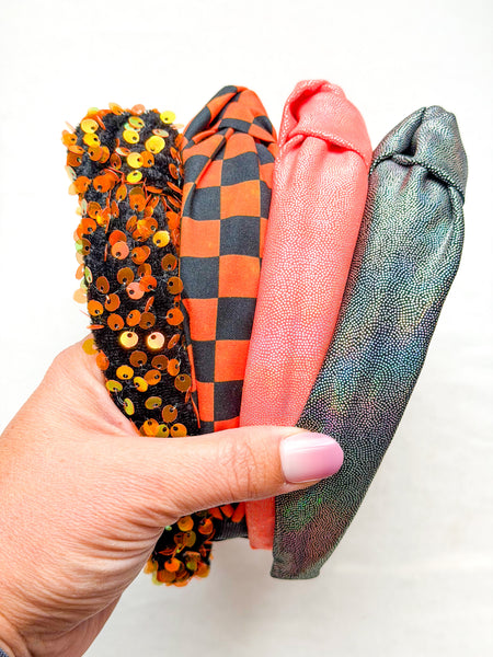 topknot headbands | ORANGE + BLACK