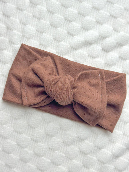 chocolate pointelle | headwrap | newborn + toddler