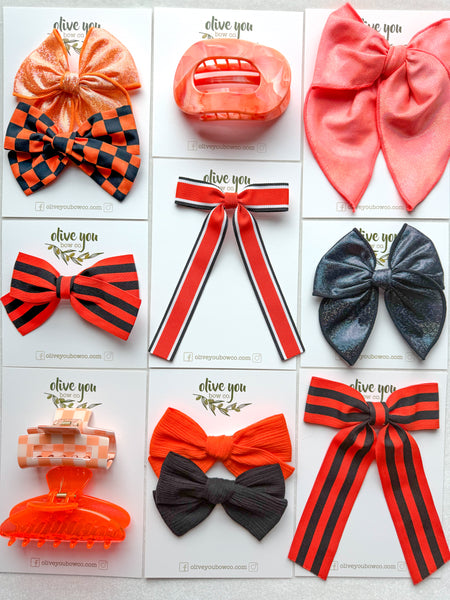 mini ribbon rosie | ORANGE + BLACK
