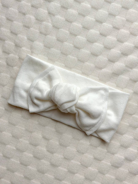 white pointelle | headwrap | newborn + toddler