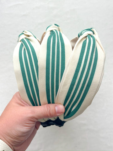 green varsity stripe headband | adult + toddler | fan zone collection