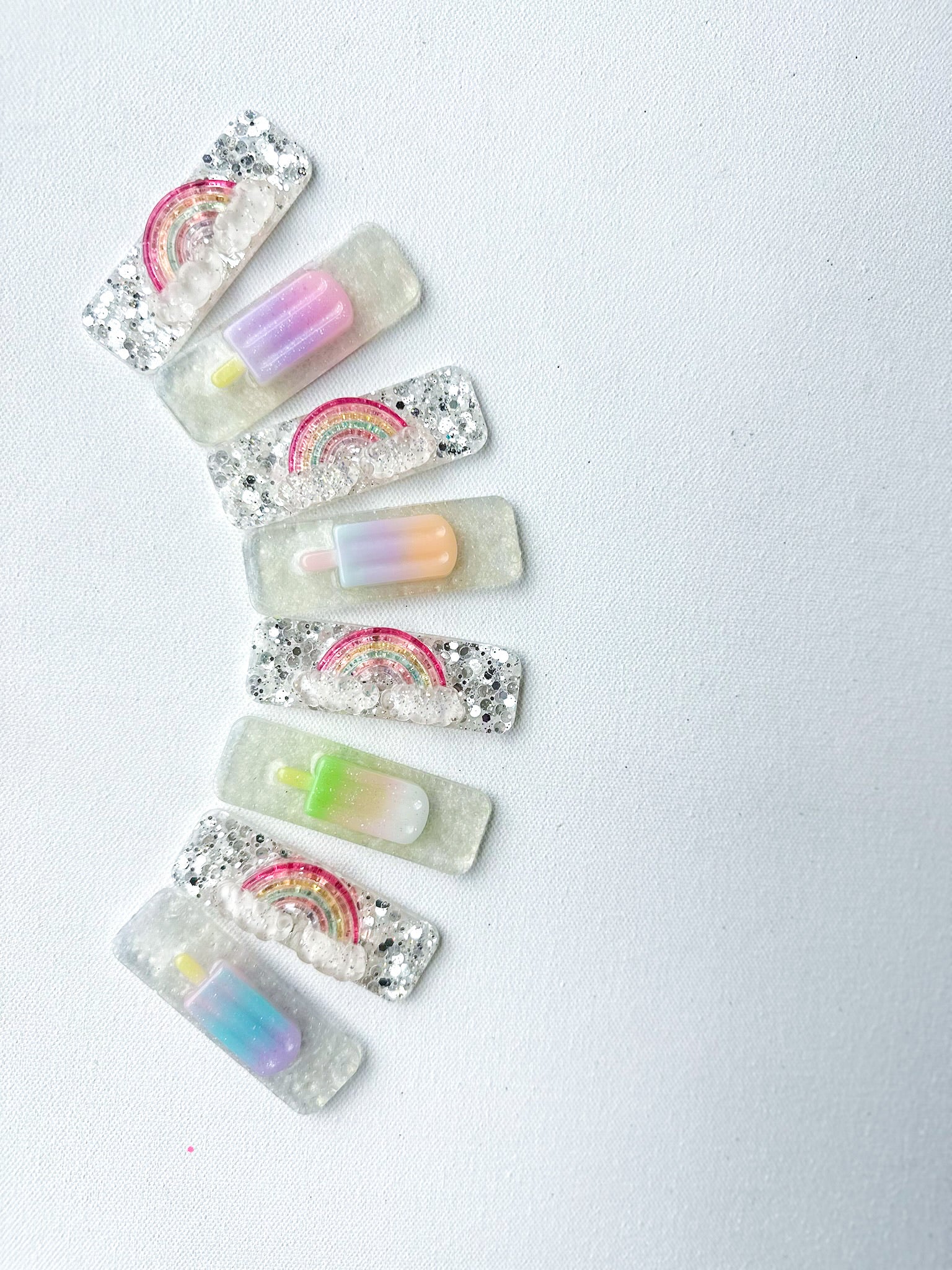 rainbow + popsicle resin clips | large