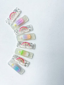 rainbow + popsicle resin clips | large