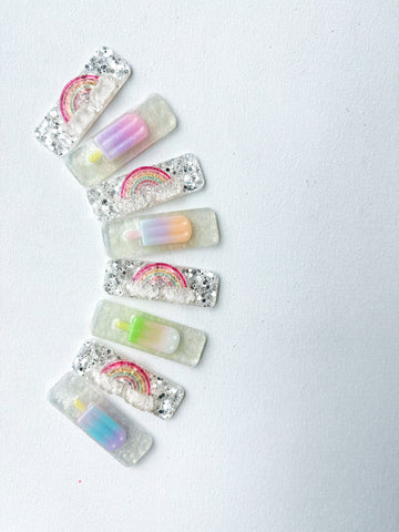 rainbow + popsicle resin clips | large