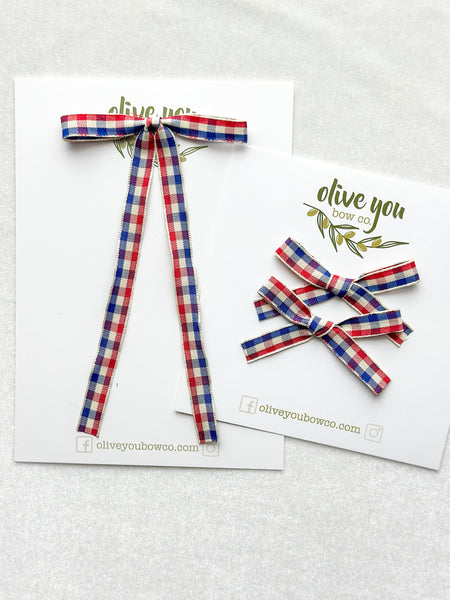 skinny ribbon | vintage gingham | fleur + mini fleur
