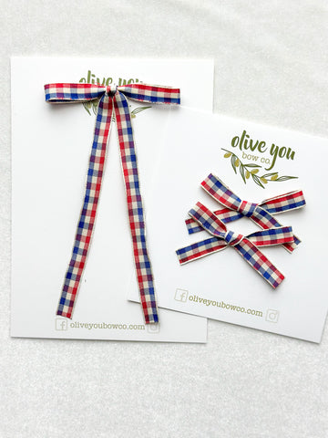 skinny ribbon | vintage gingham | fleur + mini fleur