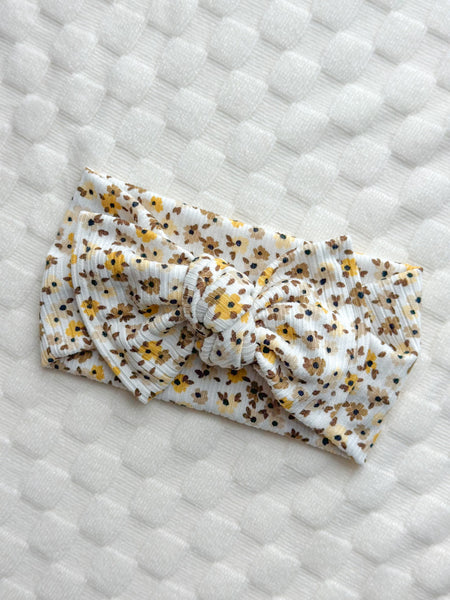 neutral floral ribbed | headwrap | newborn + toddler