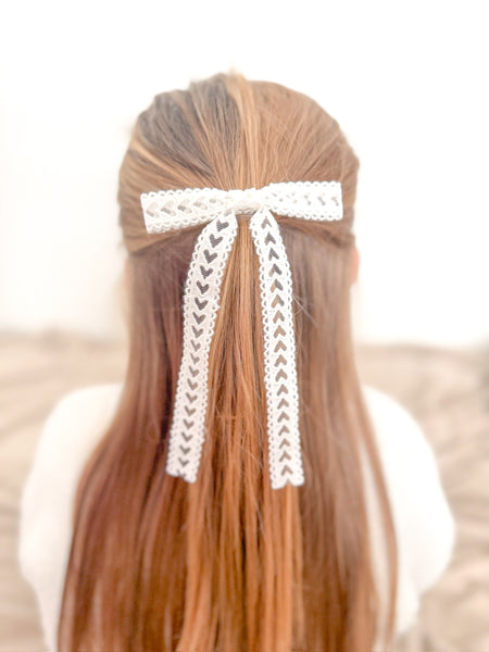 white heart crochet ribbon | fleur + mini mae