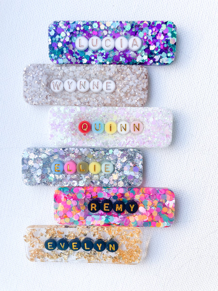 custom resin name clips | rounded rectangle