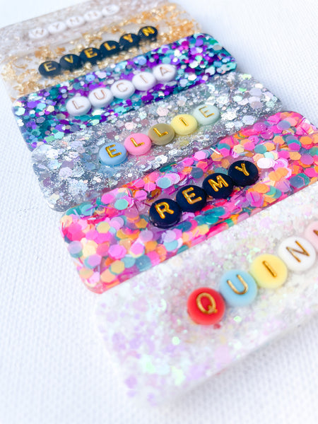 custom resin name clips | rounded rectangle