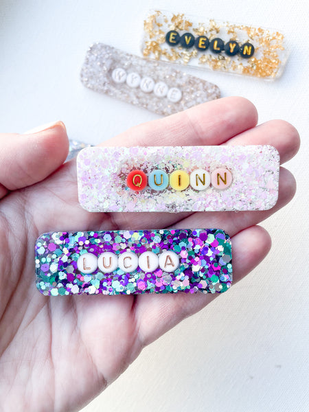 custom resin name clips | rounded rectangle